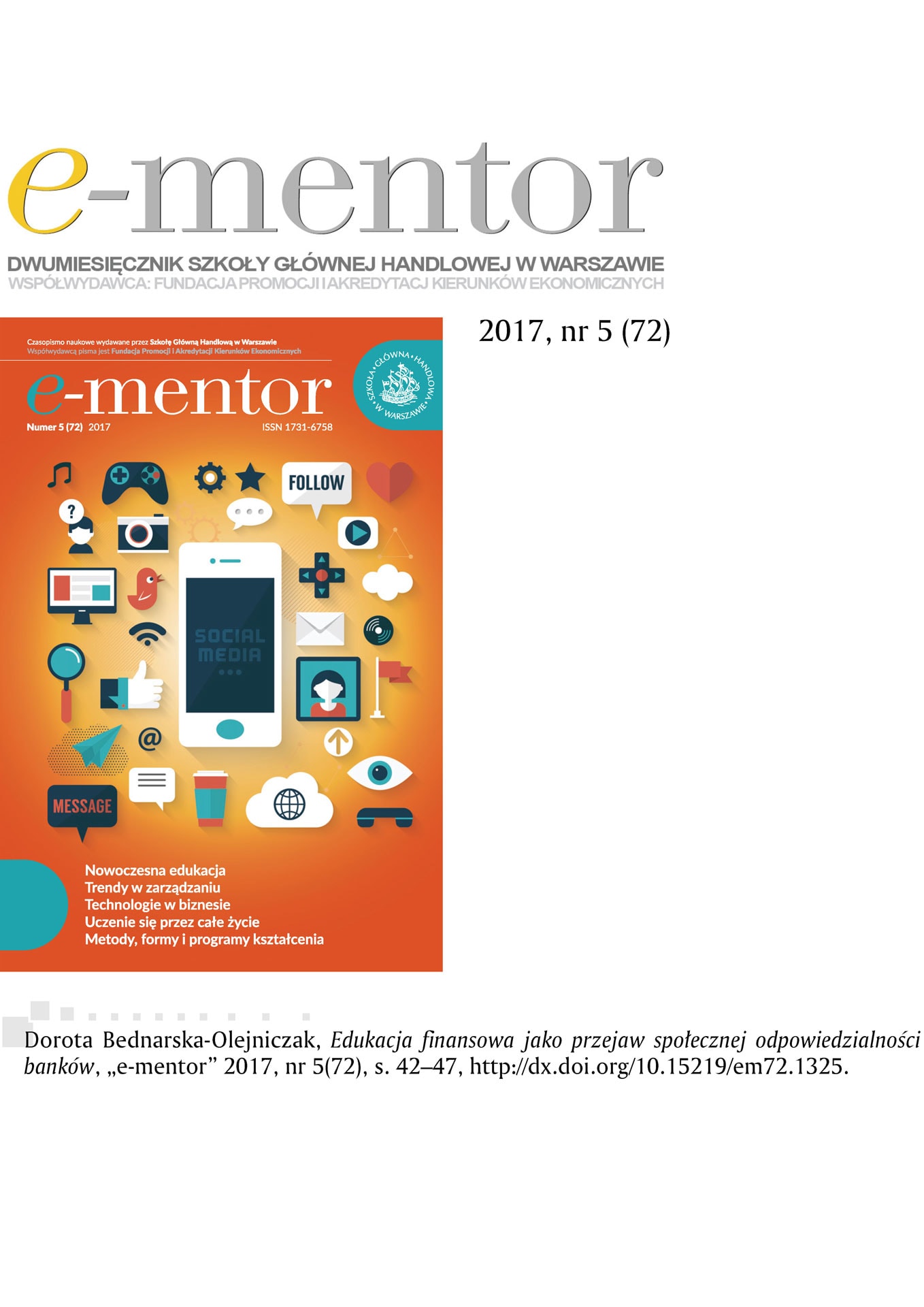 Edukacja finansowa jako przejaw społecznej odpowiedzialności banków