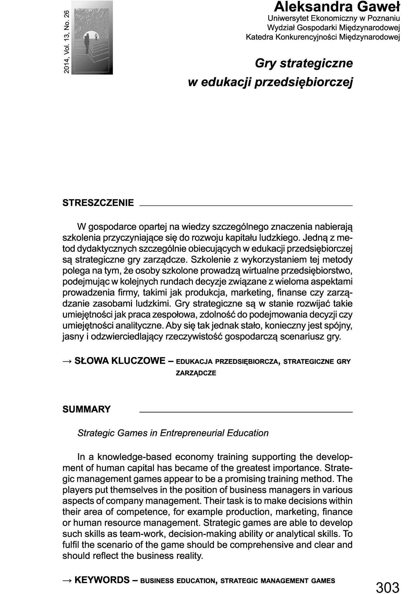 Gry strategiczne w edukacji przedsiębiorczej