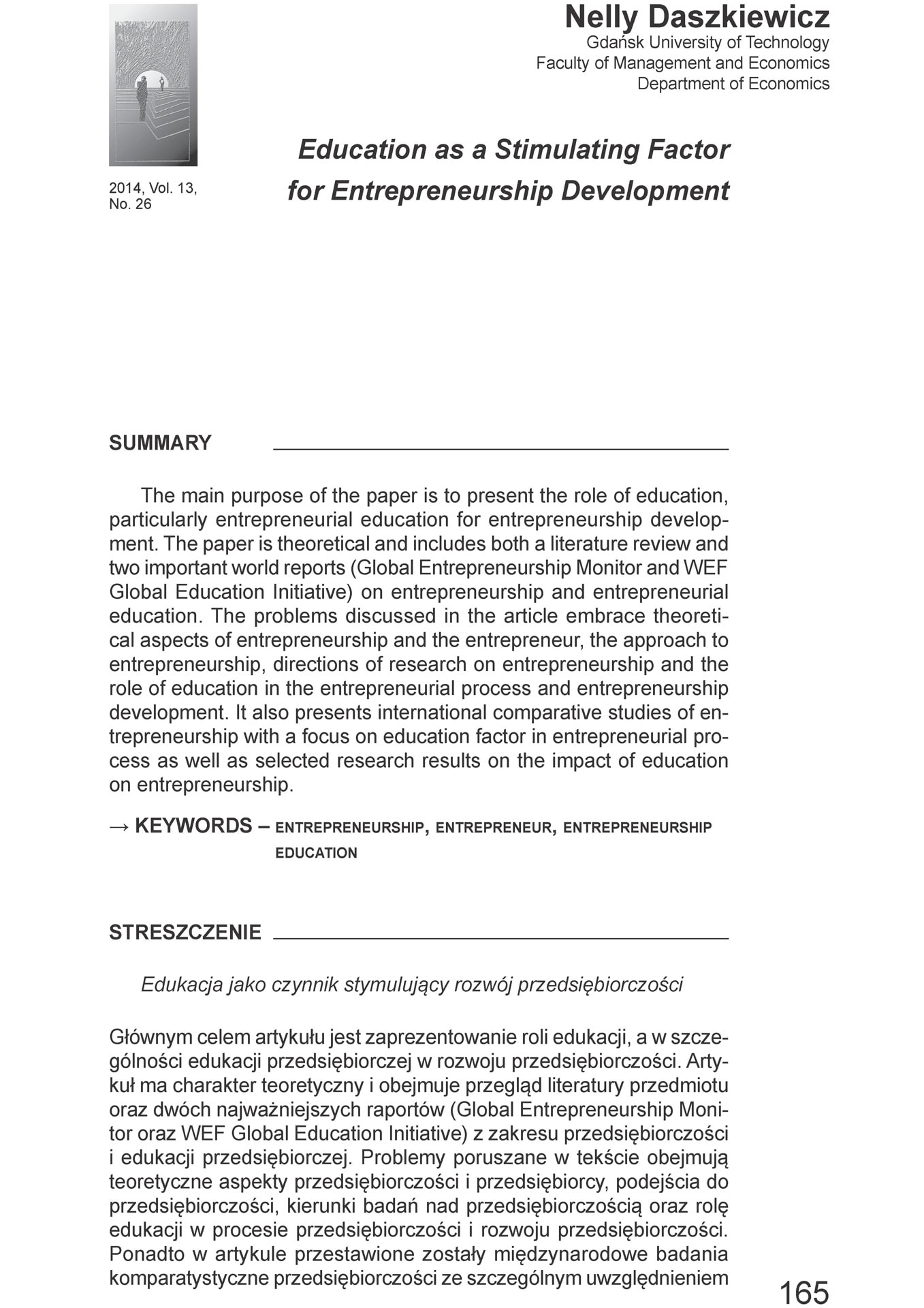 Edukacja jako czynnik stymulujący rozwój przedsiębiorczości