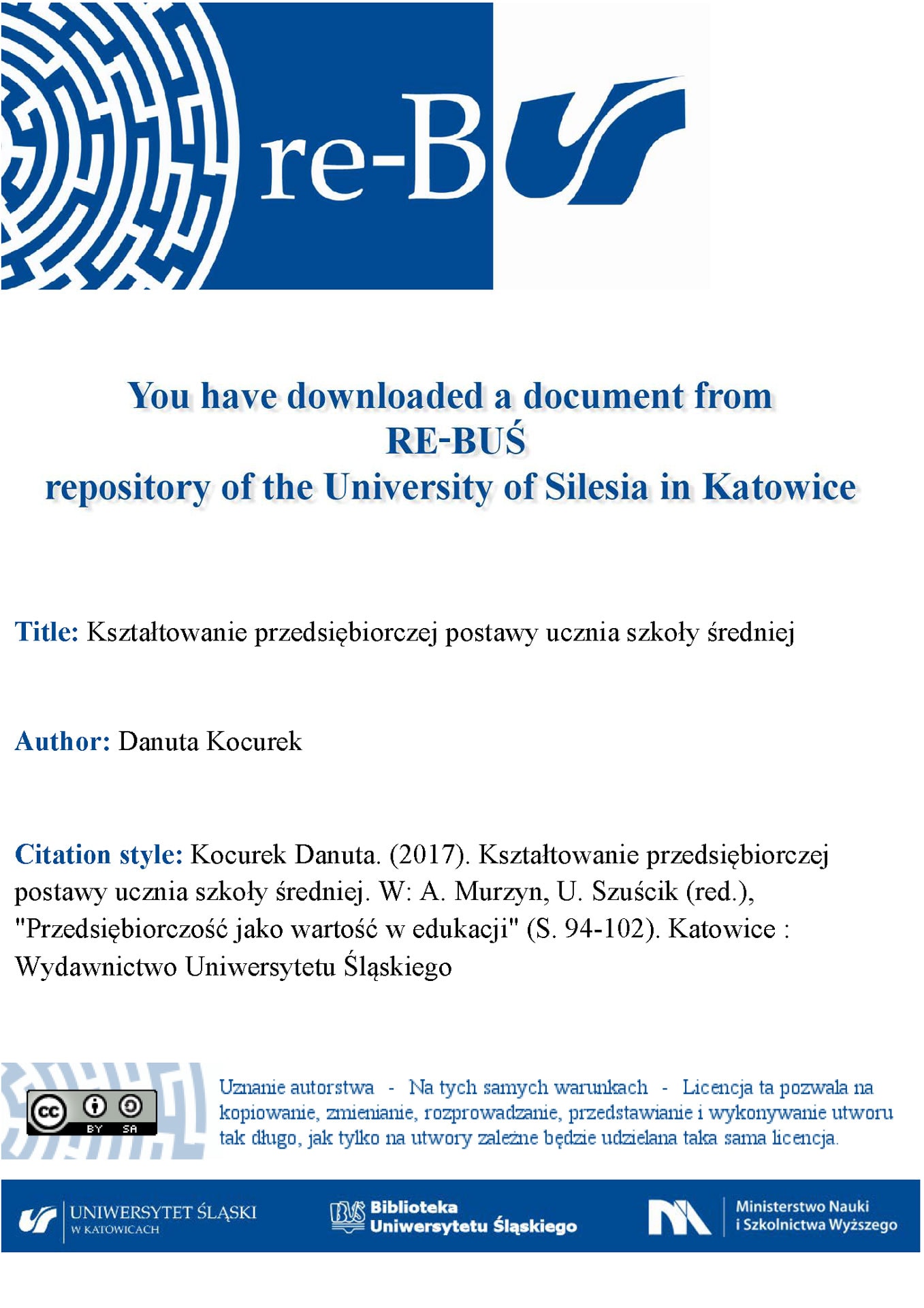 Kształtowanie przedsiębiorczej postawy ucznia szkoły średniej