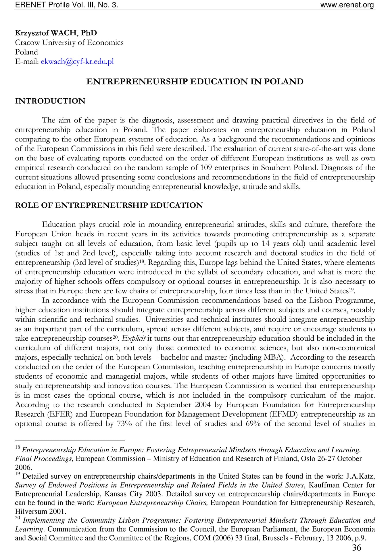 Entrepreneurship education in Poland (Edukacja przedsiębiorczości w Polsce)