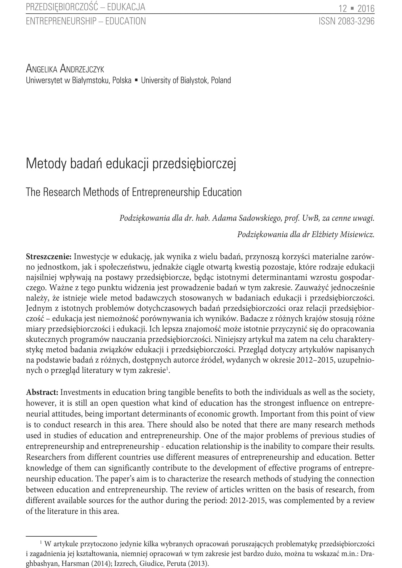 Metody badań edukacji przedsiębiorczej